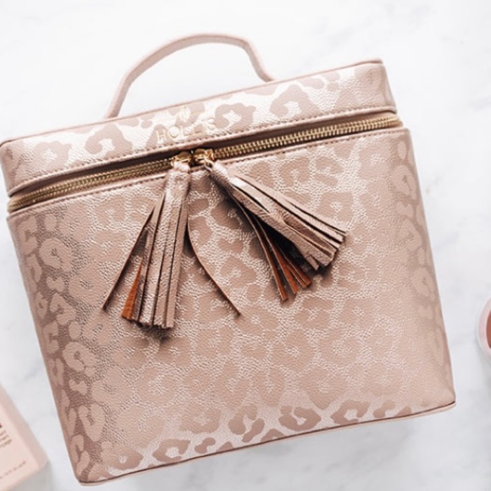 Hollis Leopard Makeup Bag & Brush Holder